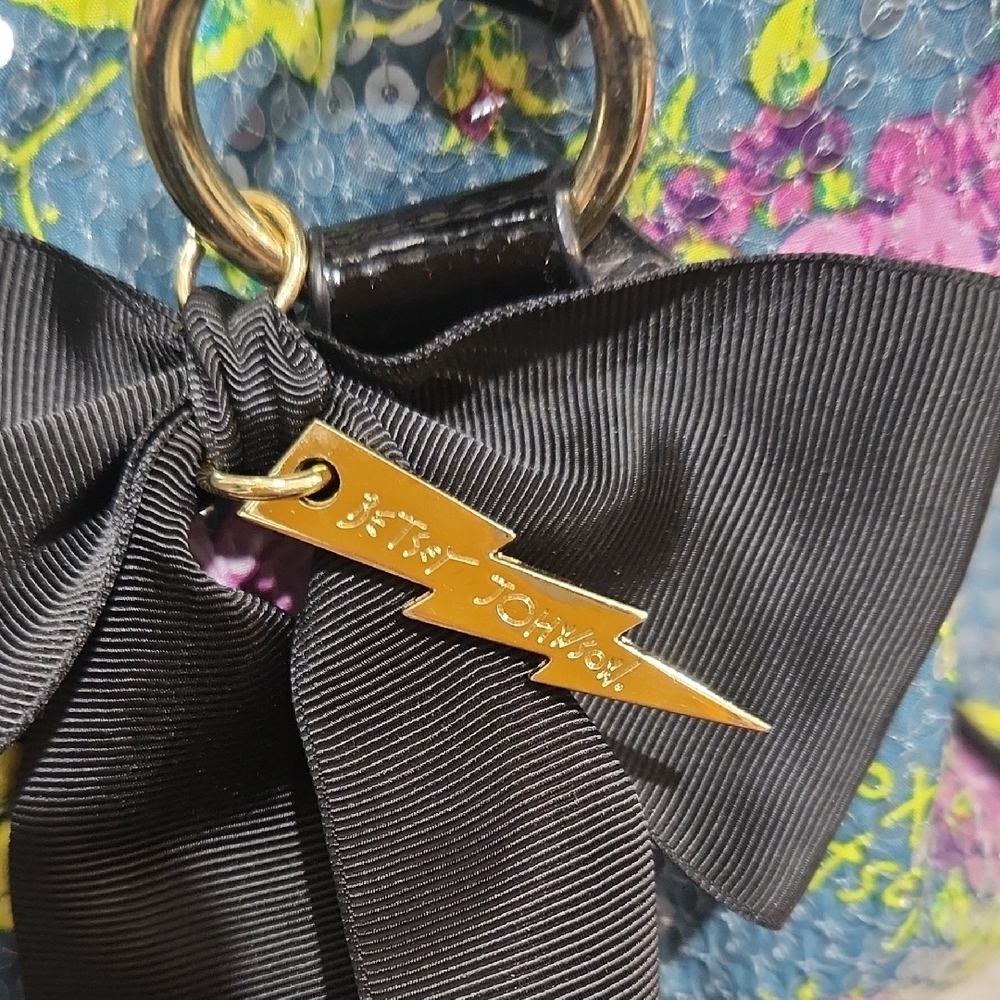 Betsey Johnson Blue and Black Floral Shoulder Bag - Picture 2 of 7